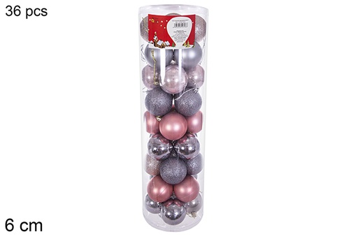 [116330] Pack 36 balls rose gold/grey glossy/matt cylinder 6 cm