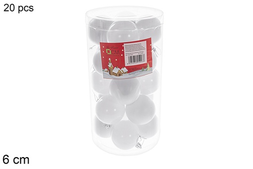 [116347] Pack 20 boules cylindriques blanc brillant/mat 6 cm