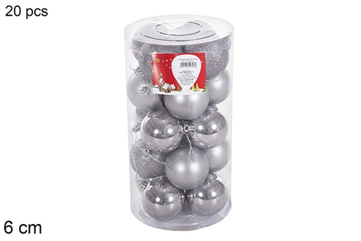 [116353] 20 glossy/matte gray balls cylinder 6 cm