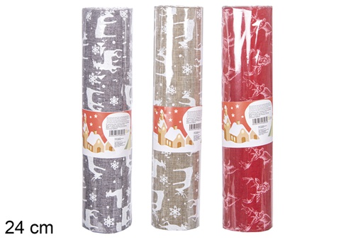[116378] Assorted color table runner decorated reindeer 24 cm
