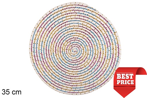 [116549] Salvamantel de algodón blanco/multicolor 35 cm