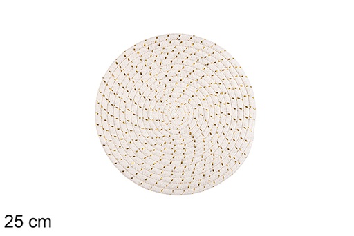 [116550] Dessous de plat en coton blanc/doré 25 cm