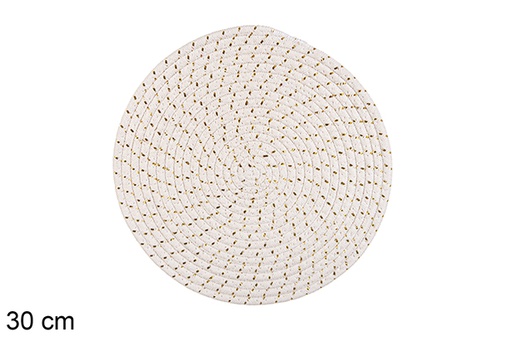 [116551] Dessous de plat en coton blanc/doré 30 cm