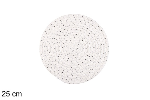 [116553] Set de table coton blanc/argent 25 cm