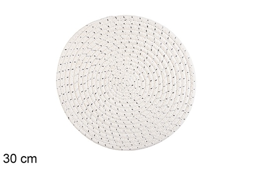 [116554] White/silver cotton placemat 30 cm