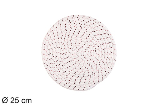 [116556] Set de table en coton blanc/rouge 25 cm