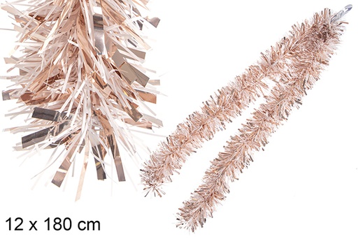 [116656] Wide white/rose gold glitter hair boa 12x180 cm