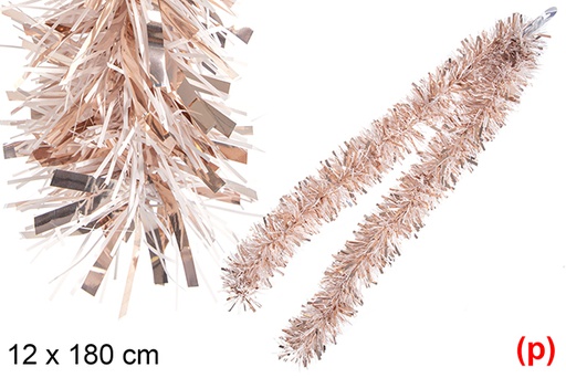 [116656] Wide white/rose gold glitter hair boa 12x180 cm