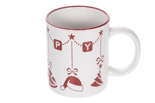 [116696] Mug en céramique décoré de motifs de Noël