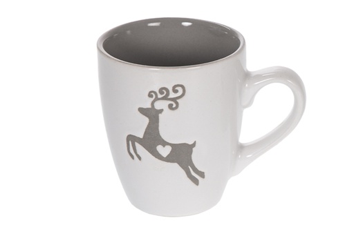 [116712] Ceramic coffee mug decorated reindeer assorted colors