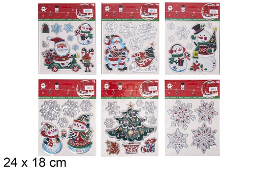 [116736] Adesivi Babbo Natale con slitta per decorare finestra 24x18 cm