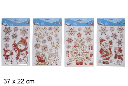 [116741] Golden Christmas tree stickers decorate window 37x22 cm