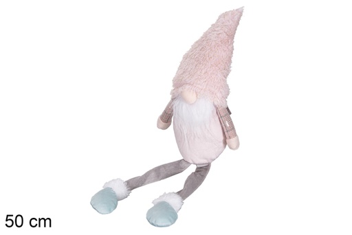 [116907] Gnomo Navidad rosa/azul con patas colgantes 50 cm  