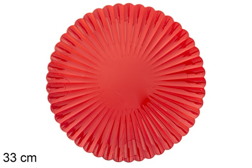 [116924] Assiette décorative rouge peu brillant 33 cm