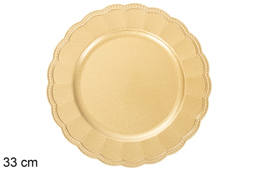 [116927] Under decorative plate shiny gold dots 33 cm