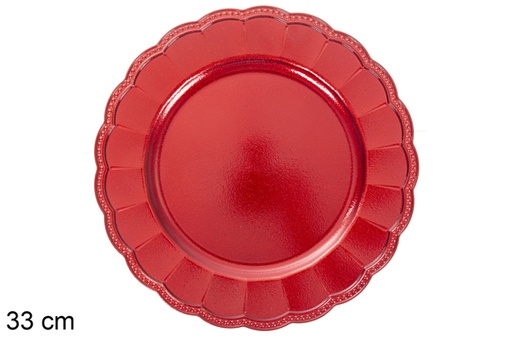 [116929] Under decorative plate shiny red dots 33 cm