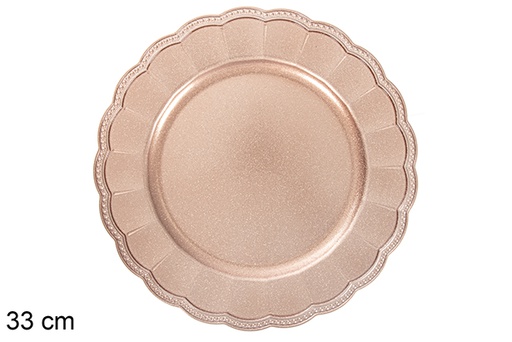 [116931] Bajo plato decorativo puntos oro rosa brillo 33 cm 