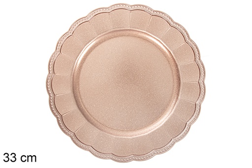 [116931] Sous assiette décorative pois doré rose 33 cm 