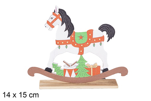 [116992] Christmas wooden figure horse 14x15 cm