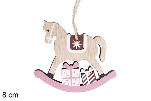 [117011] Assorted horse wooden pendant 8 cm