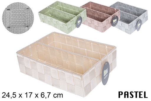 [117086] Organizador nylon 2 separadores color pastel surtido 24.5x17x6.7cm