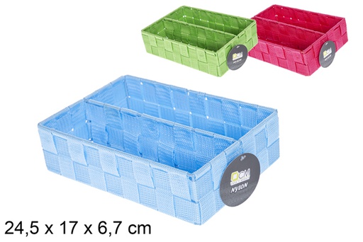 [117087] Nylon basket with 2 dividers in assorted colors 24,5x17 cm