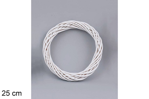 [117124] White wicker wreath 25 cm