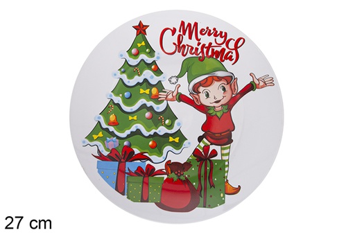 [117161] Christmas ceramic plate decorated elf 27 cm