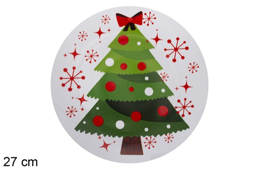 [117166] Christmas ceramic plate decorated with tree 27 cm