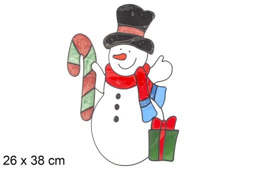 [117172] Snowman gel adhesive decorate window 26x38 cm