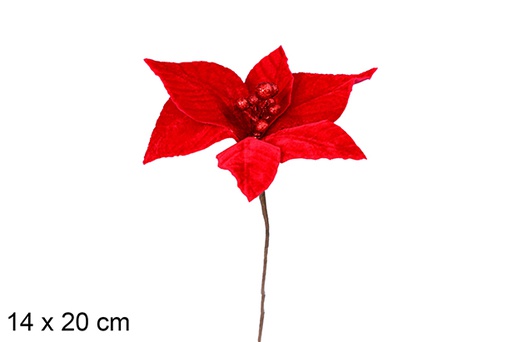 [117184] Fleur de Noël en velours rouge 20 cm