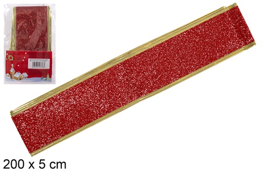 [117191] Red glitter Christmas ribbon 200x5cm