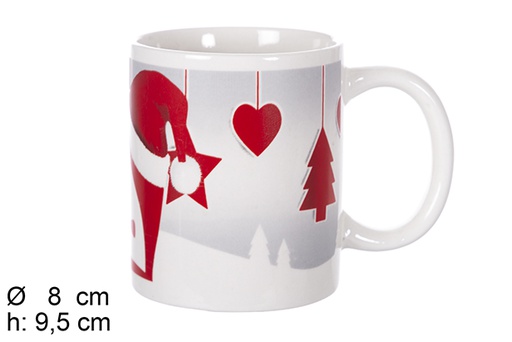 [117213] Mug en céramique décoré de Noël 9,5x8 cm