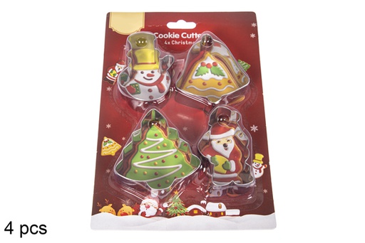 [117214] Pack 4 moldes acero repostería navideño