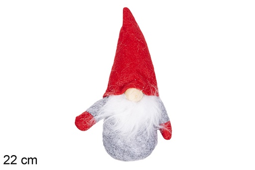 [117235] Grey/red gnome plush 15 cm