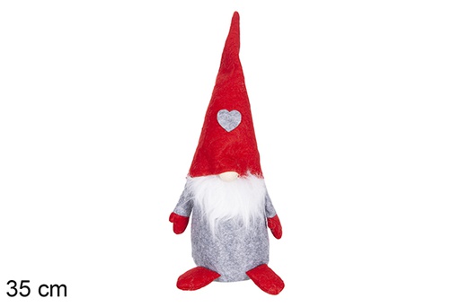 [117240] Peluche gnomo gris/rojo 35 cm 