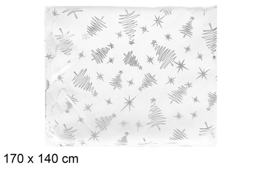 [117245] Tablecloth decorated Christmas tree silver 170x140cm