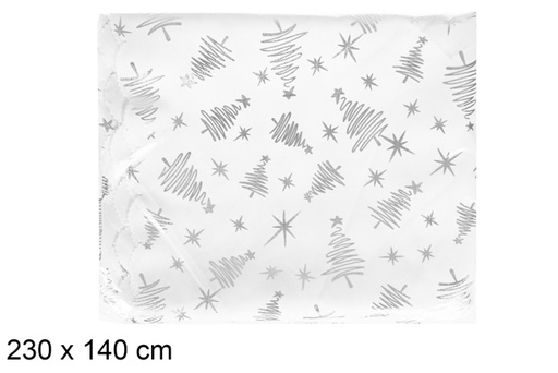 [117247] Silver Christmas tree decorated tablecloth 230x140cm
