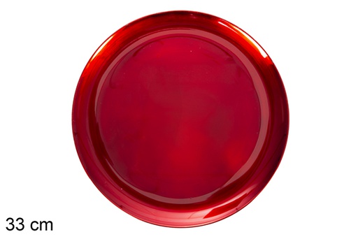 [117258] Assiette ronde rouge brillant 33 cm