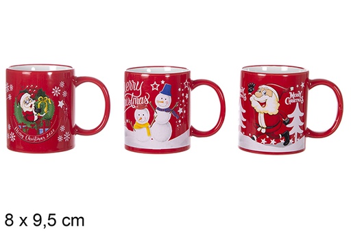 [117266] Taza cerámica roja diseño Navidad 9,5x8 cm