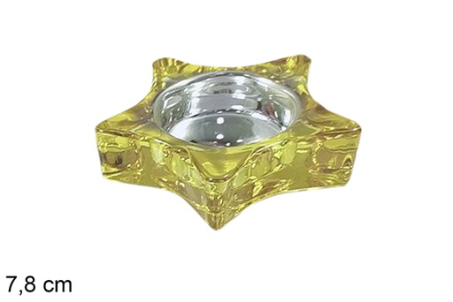 [117278] Bougeoir en verre étoile de Noël or 7,8 cm