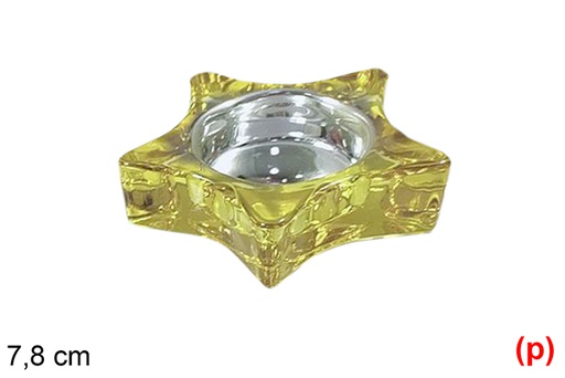 [117278] Christmas star glass candle holder gold 7,8 cm