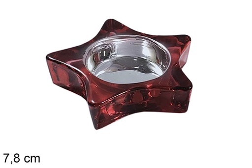 [117280] Red Christmas star glass candle holder 7,8 cm