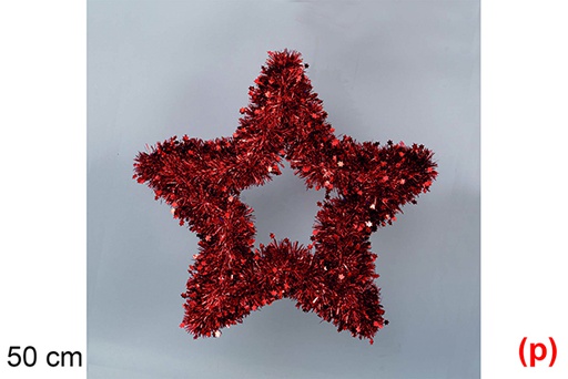 [117323] Red tinsel Christmas star 50 cm