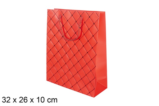 [117365] Sac cadeau de Noël rouge 32x26x10cm