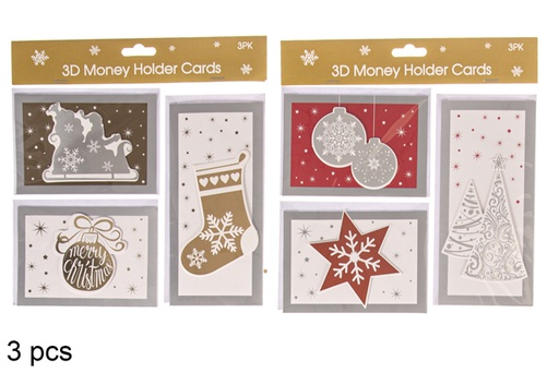[117406] Pack 3 cartes postales décorées de Noël assorties