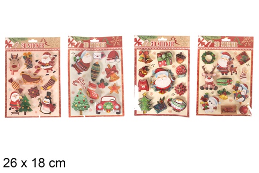 [117421] Assortiment de décorations de Noël stickers 3D 26x18 cm