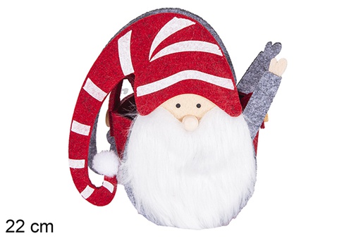 [117450] Sac de Noël en forme de tête de gnome 22 cm