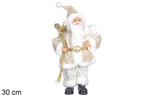 [117480] Papa Noel traje oro con saco y regalo 30 cm  