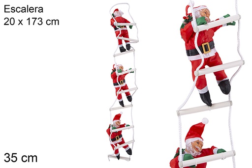 [117492] Papa Noel con traje impermeable en escalera 3x35 cm